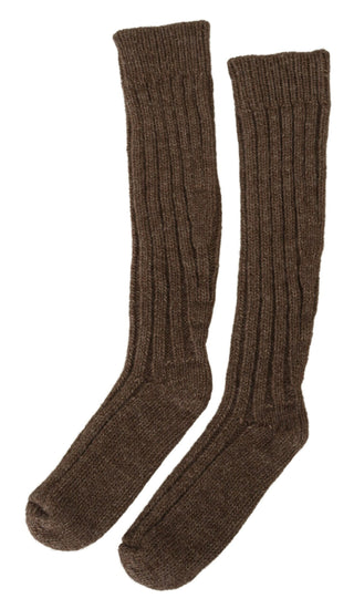 Chic Brown Wool Blend Over-calf Socks