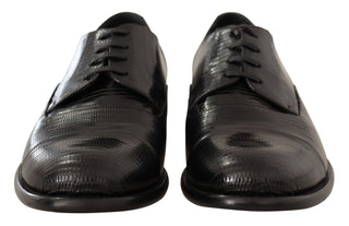 Elegant Black Lizard Skin Derby Shoes - Luxury for You