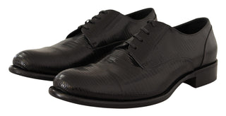 Elegant Black Lizard Skin Derby Shoes - Luxury for You