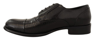 Elegant Black Lizard Skin Derby Shoes - Luxury for You