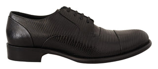 Elegant Black Lizard Skin Derby Shoes - Luxury for You