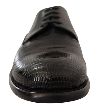 Elegant Black Lizard Skin Derby Shoes - Luxury for You