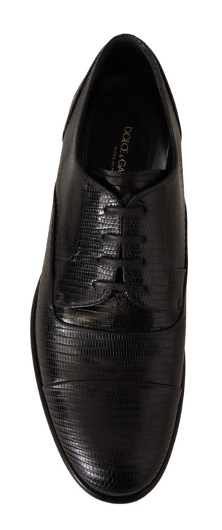 Elegant Black Lizard Skin Derby Shoes - Luxury for You