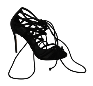 Elegant Black Suede Stiletto Ankle Strap Sandals - Luxury for You