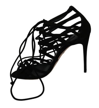 Elegant Black Suede Stiletto Ankle Strap Sandals - Luxury for You