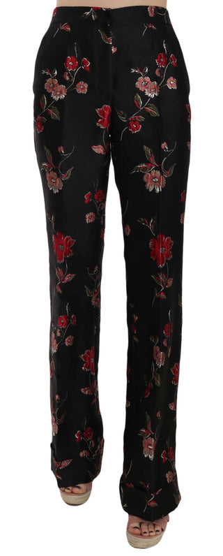 Elegant Floral Print Boot Cut Trousers - Luxury for You