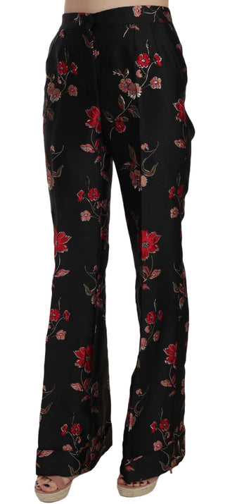 Elegant Floral Print Boot Cut Trousers - Luxury for You