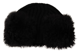 Elegant Black Cashmere Alpaca Fur Beanie - Luxury for You