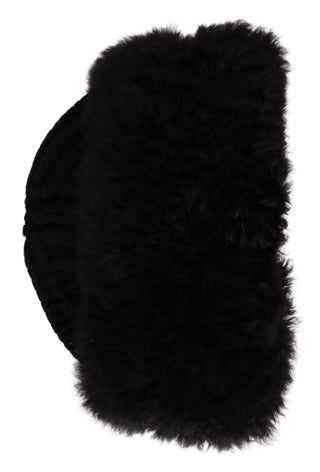 Elegant Black Cashmere Alpaca Fur Beanie - Luxury for You