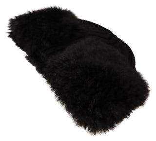 Elegant Black Cashmere Alpaca Fur Beanie - Luxury for You