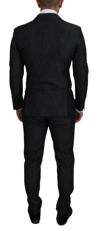 Black Cotton Single Breasted 2 Piece Miami Suit