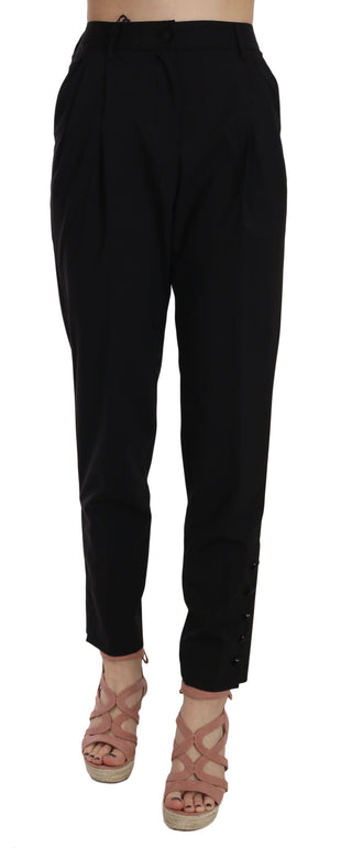 Elegant Pleated Tapered Black Trousers - Luxury for You