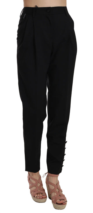 Elegant Pleated Tapered Black Trousers - Luxury for You