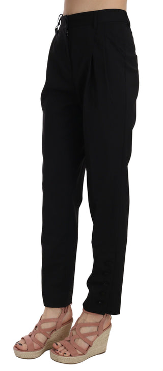 Elegant Pleated Tapered Black Trousers - Luxury for You