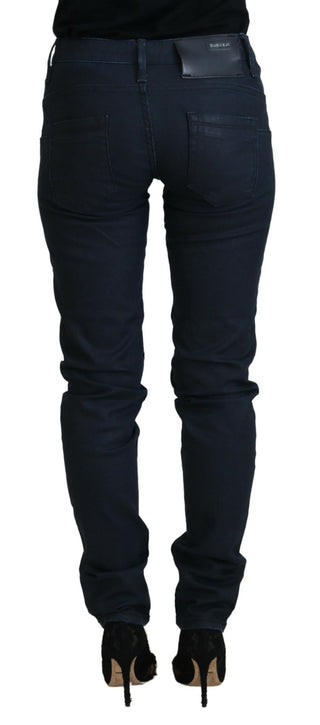 Chic Low Waist Skinny Jeans In Blue