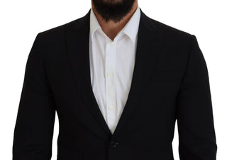 Black Wool Single Breasted 2 Piece London Suit