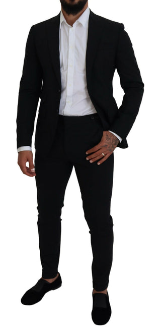 Black Wool Single Breasted 2 Piece London Suit