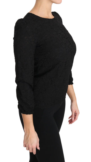 Elegant Black Floral Crewneck Blouse - Luxury for You