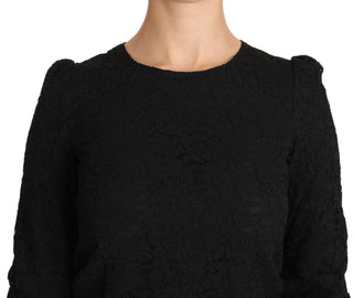 Elegant Black Floral Crewneck Blouse - Luxury for You