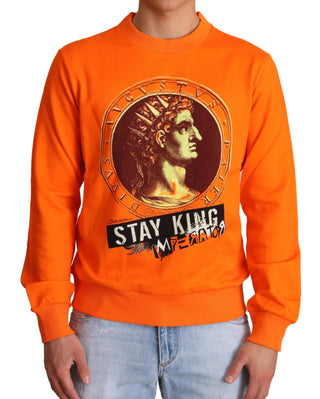 Regal Crewneck Cotton Sweater In Orange - Luxury for You