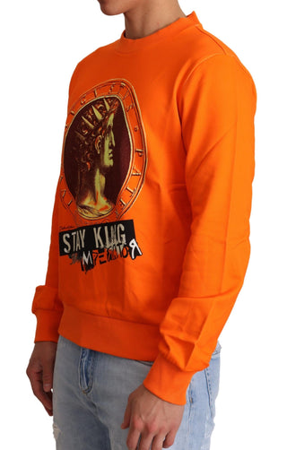 Regal Crewneck Cotton Sweater In Orange - Luxury for You