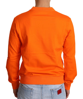 Regal Crewneck Cotton Sweater In Orange - Luxury for You