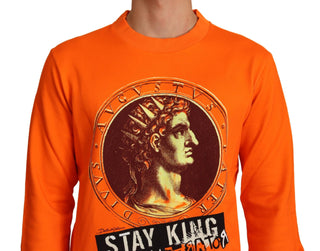 Regal Crewneck Cotton Sweater In Orange - Luxury for You