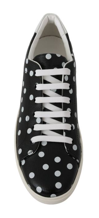 Black Polka Dotted Leather Sneakers - Luxury for You