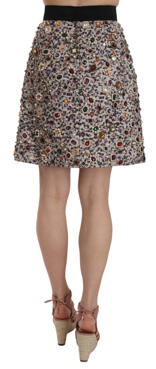 Silver Embellished High Waist Mini Skirt - Luxury for You