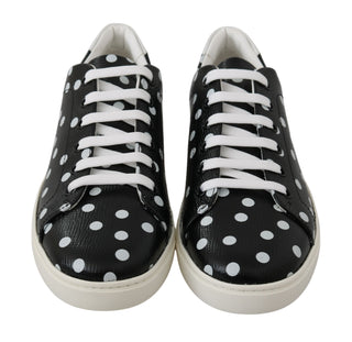 Black Polka Dotted Leather Sneakers - Luxury for You