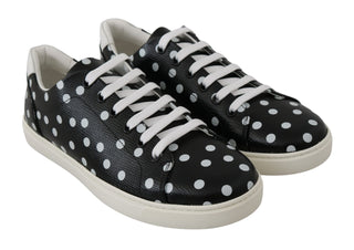 Black Polka Dotted Leather Sneakers - Luxury for You