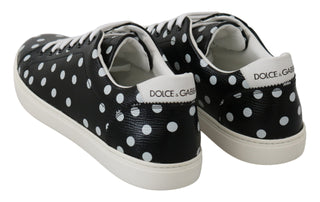 Black Polka Dotted Leather Sneakers - Luxury for You