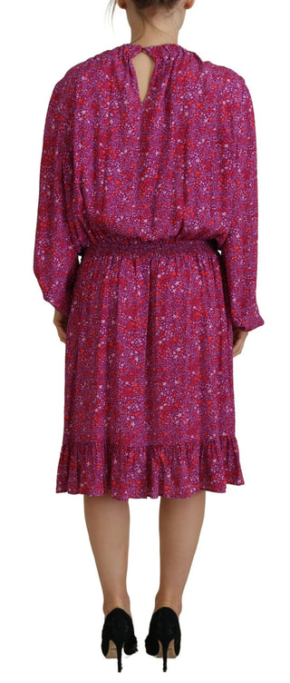 Fuchsia Stars Embellished Long Sleeves Dress