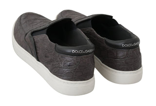 Elegant Gray Caiman Leather Loafers - Luxury for You