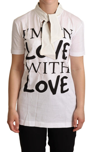 Chic White Love Motif Silk-blend Tee - Luxury for You