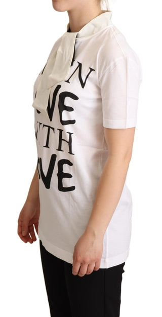 Chic White Love Motif Silk-blend Tee - Luxury for You