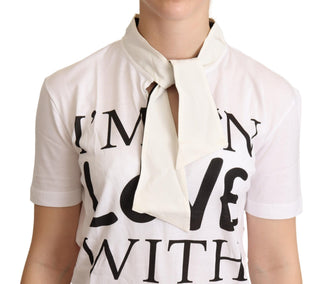 Chic White Love Motif Silk-blend Tee - Luxury for You