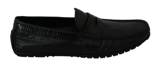 Exquisite Black Lizard Leather Loafers - Luxury for You