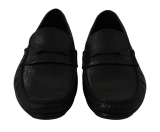 Exquisite Black Lizard Leather Loafers - Luxury for You