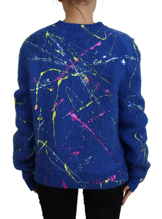 Elegant Multicolor Splash Mohair Cardigan