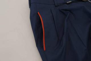 Elegant Blue Cotton Silk Pants