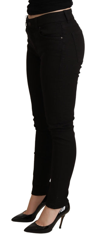 Elegant Black Mid-waist Skinny Jeans - Luxury for You