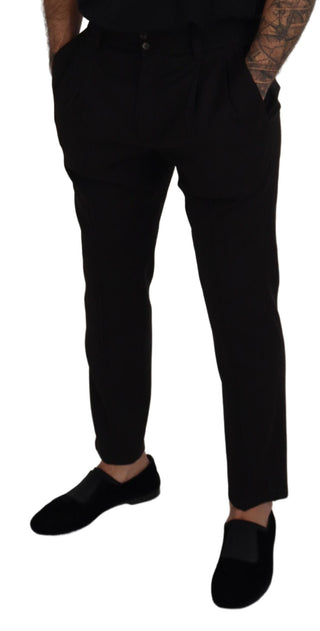 Elegant Black Virgin Wool Trousers