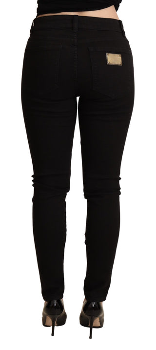 Elegant Black Mid-waist Skinny Jeans - Luxury for You