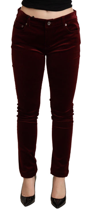 Exquisite Bordeaux Red Skinny Pants - Luxury for You