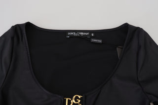 Elegant Black 3/4 Sleeve Top With Gold Detailing