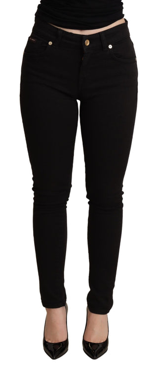 Elegant Mid-waist Skinny Black Jeans - Luxury for You