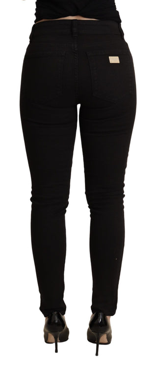 Elegant Mid-waist Skinny Black Jeans - Luxury for You