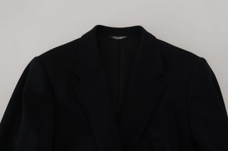 Elegant Single Breasted Black Wool Blazer