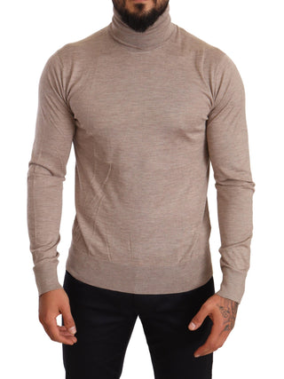 Beige Turtleneck Cashmere-silk Blend Sweater - Luxury for You